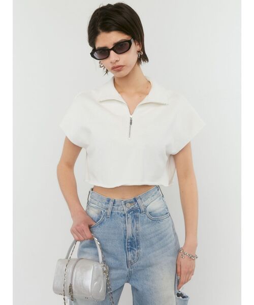 EMODA（エモダ）の「カバーハーフジップトップ（Tシャツ/カットソー・レディース・ホワイト/グレー/ブラック/ブルー・FREE）」の17枚目の写真