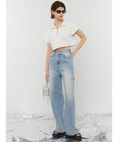 EMODA（エモダ）の「カバーハーフジップトップ（Tシャツ/カットソー・レディース・ホワイト/グレー/ブラック/ブルー・FREE）」の18枚目の写真