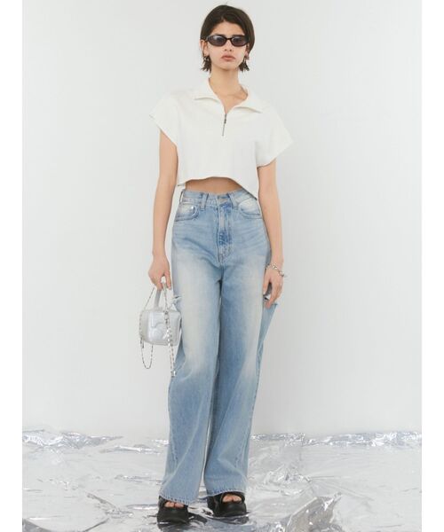 EMODA（エモダ）の「カバーハーフジップトップ（Tシャツ/カットソー・レディース・ホワイト/グレー/ブラック/ブルー・FREE）」の19枚目の写真