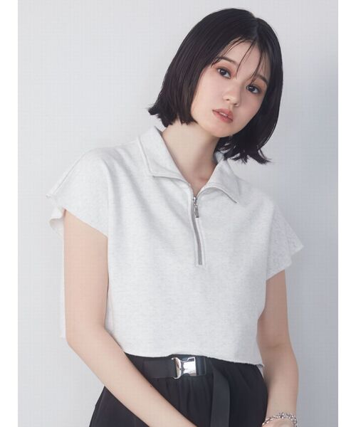 EMODA（エモダ）の「カバーハーフジップトップ（Tシャツ/カットソー・レディース・ホワイト/グレー/ブラック/ブルー・FREE）」の20枚目の写真
