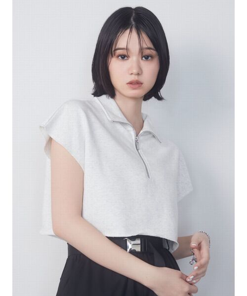 EMODA（エモダ）の「カバーハーフジップトップ（Tシャツ/カットソー・レディース・ホワイト/グレー/ブラック/ブルー・FREE）」の21枚目の写真