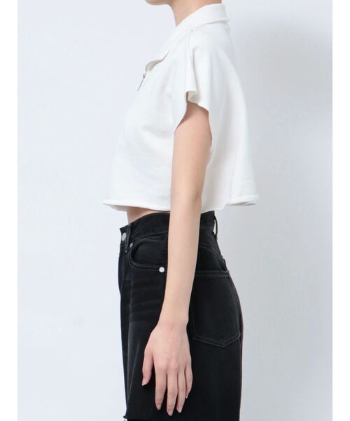 EMODA（エモダ）の「カバーハーフジップトップ（Tシャツ/カットソー・レディース・ホワイト/グレー/ブラック/ブルー・FREE）」の5枚目の写真