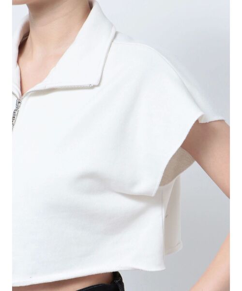 EMODA（エモダ）の「カバーハーフジップトップ（Tシャツ/カットソー・レディース・ホワイト/グレー/ブラック/ブルー・FREE）」の8枚目の写真