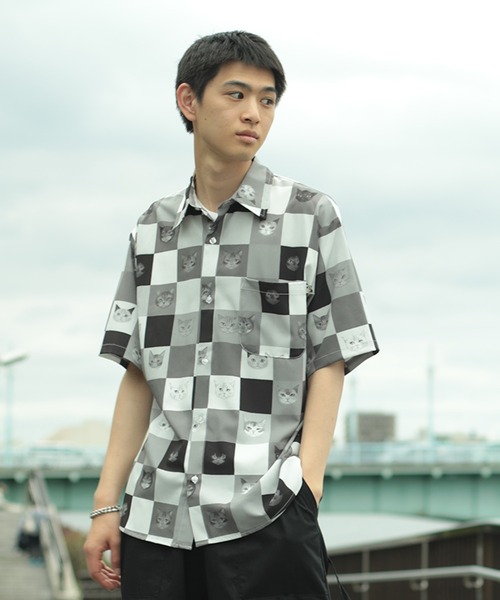 HOOK(フック)の「HOOK -original- 総柄アロハシャツ (SS) (LR)(シャツ/ブラウス・メンズ・マルチ/ピンク系その他/ブラック/ブラック×ホワイト/ピンク/ライトグリーン/ホワイト/ネイビー/パープル/ピンク系その他2・M/L/XL)」の3枚目の写真