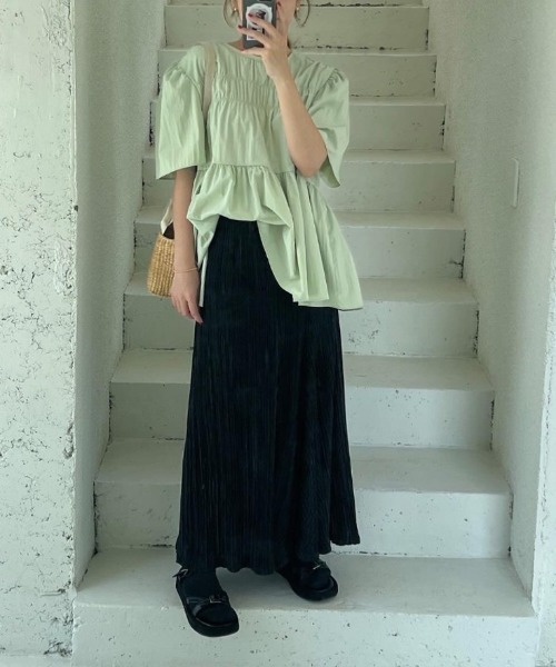 N.s（エヌドットエス）の「フロントギャザーペプラムブラウス（シャツ/ブラウス・レディース・グリーン/ピンク/ブラック・FREE）」の22枚目の写真