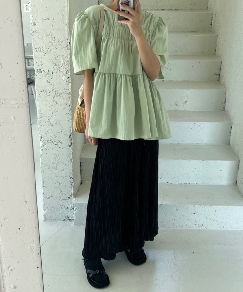N.s（エヌドットエス）の「フロントギャザーペプラムブラウス（シャツ/ブラウス・レディース・グリーン/ピンク/ブラック・FREE）」の21枚目の写真