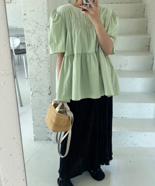 N.s（エヌドットエス）の「フロントギャザーペプラムブラウス（シャツ/ブラウス・レディース・グリーン/ピンク/ブラック・FREE）」の19枚目の写真