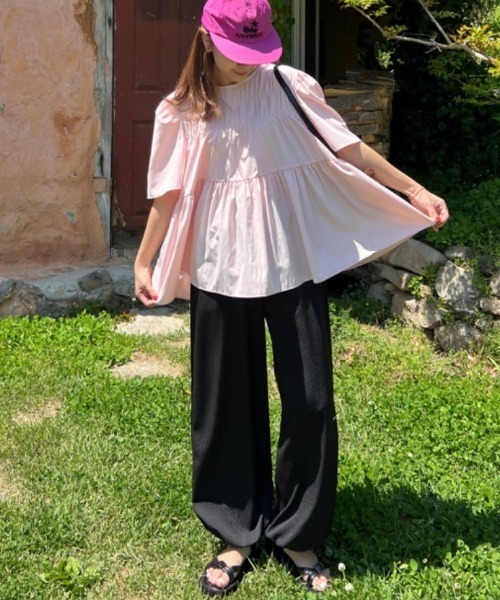 N.s（エヌドットエス）の「フロントギャザーペプラムブラウス（シャツ/ブラウス・レディース・グリーン/ピンク/ブラック・FREE）」の15枚目の写真