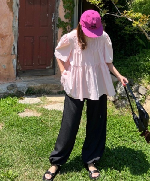 N.s（エヌドットエス）の「フロントギャザーペプラムブラウス（シャツ/ブラウス・レディース・グリーン/ピンク/ブラック・FREE）」の13枚目の写真