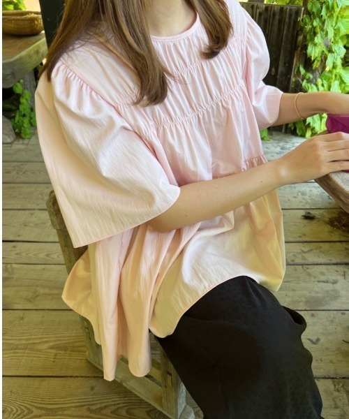 N.s（エヌドットエス）の「フロントギャザーペプラムブラウス（シャツ/ブラウス・レディース・グリーン/ピンク/ブラック・FREE）」の11枚目の写真