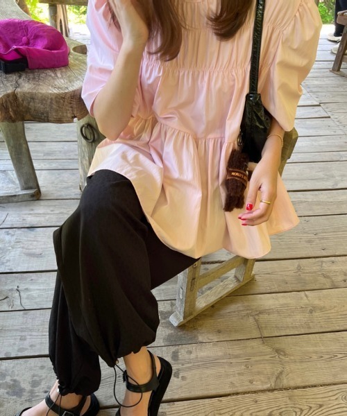 N.s（エヌドットエス）の「フロントギャザーペプラムブラウス（シャツ/ブラウス・レディース・グリーン/ピンク/ブラック・FREE）」の10枚目の写真