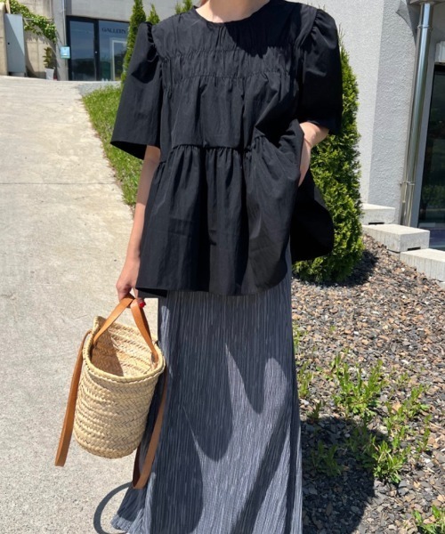 N.s（エヌドットエス）の「フロントギャザーペプラムブラウス（シャツ/ブラウス・レディース・グリーン/ピンク/ブラック・FREE）」の6枚目の写真