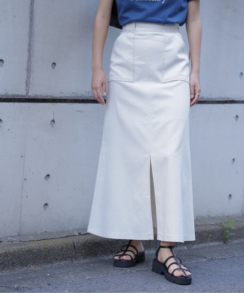 FREE'S MART(フリーズマート)の「◆【3サイズ展開XS-M】麻混フロントスリットマキシスカート【低身長サイズ有】(スカート・レディース・ブラック/ホワイト/ブラウン系その他・SMALL/MEDIUM/X-SMALL)」の12枚目の写真