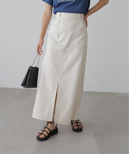 FREE'S MART(フリーズマート)の「◆【3サイズ展開XS-M】麻混フロントスリットマキシスカート【低身長サイズ有】(スカート・レディース・ブラック/ホワイト/ブラウン系その他・SMALL/MEDIUM/X-SMALL)」の5枚目の写真