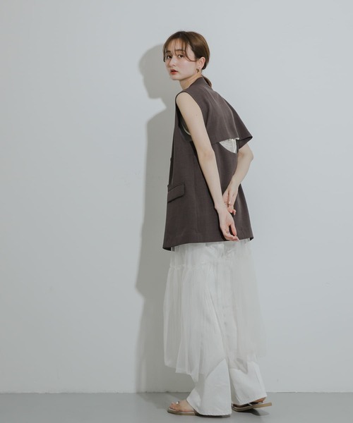 SENSE OF PLACE by URBAN RESEARCH（センスオブプレイスバイアーバンリサーチ）の「ティアードチュールキャミワンピース（ワンピース・レディース・アイボリー/ブラック/チャコールグレー・ONE）」の17枚目の写真