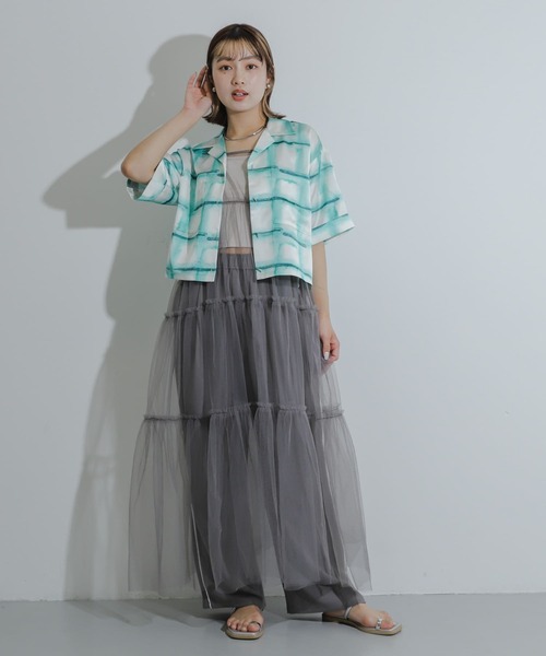 SENSE OF PLACE by URBAN RESEARCH（センスオブプレイスバイアーバンリサーチ）の「ティアードチュールキャミワンピース（ワンピース・レディース・アイボリー/ブラック/チャコールグレー・ONE）」の5枚目の写真