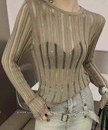 Achic（アシック）の「透け感ニットトップス（ニット/セーター）」