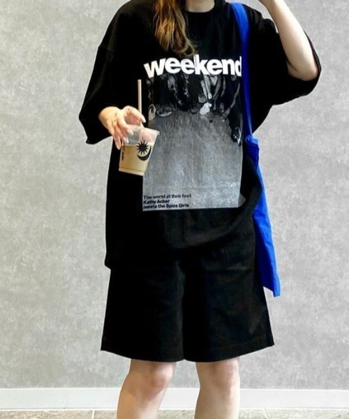 tシャツ Weekend ロゴプリントTシャツ(kiharu select) / プリントTシャツ 半袖 オーバーサイズTシャツ ロゴＴシャツ ロゴT Weekend ロゴプリントTシャツ(kiharu select) / プリントTシャツ