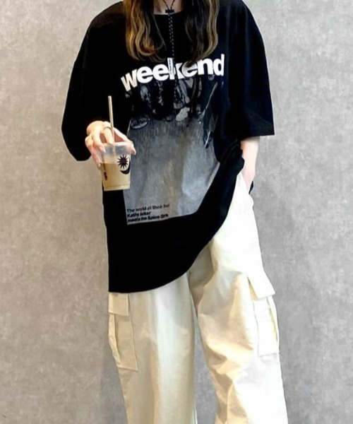 tシャツ Weekend ロゴプリントTシャツ(kiharu select) / プリントTシャツ 半袖 オーバーサイズTシャツ ロゴＴシャツ ロゴT Weekend ロゴプリントTシャツ(kiharu select) / プリントTシャツ