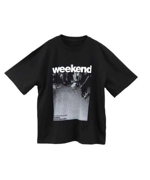 tシャツ Weekend ロゴプリントTシャツ(kiharu select) / プリントTシャツ 半袖 オーバーサイズTシャツ ロゴＴシャツ ロゴT Weekend ロゴプリントTシャツ(kiharu select) / プリントTシャツ