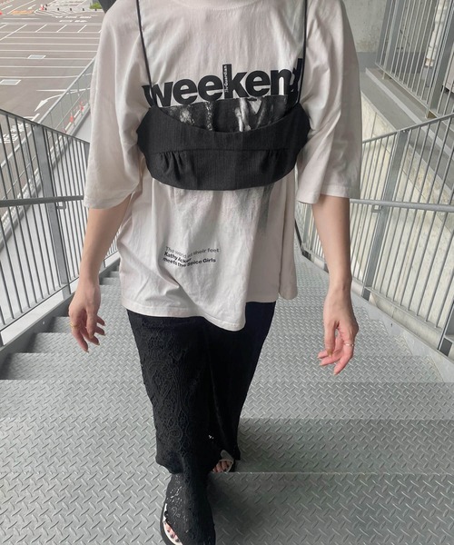 tシャツ Weekend ロゴプリントTシャツ(kiharu select) / プリントTシャツ 半袖 オーバーサイズTシャツ ロゴＴシャツ ロゴT Weekend ロゴプリントTシャツ(kiharu select) / プリントTシャツ