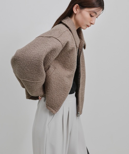 セール】ブークレステンカラ―ダブルジップジャケット（ブルゾン