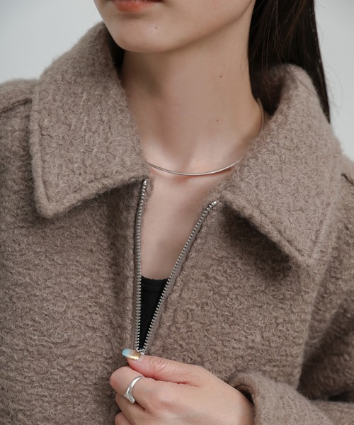 ジャケット・アウター Moka セール】ブークレステンカラ―ダブルジップジャケット（ブルゾン