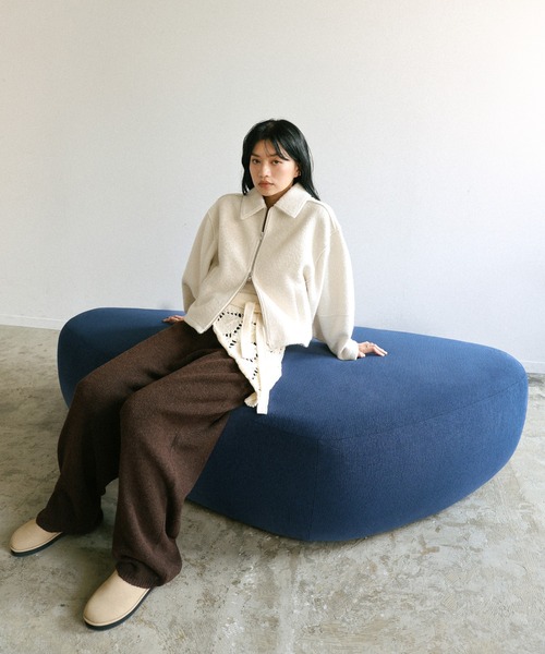 セール】ブークレステンカラ―ダブルジップジャケット（ブルゾン