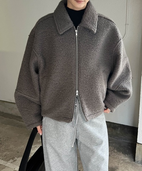 セール】ブークレステンカラ―ダブルジップジャケット（ブルゾン