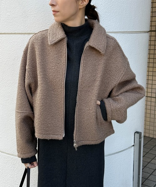 セール】ブークレステンカラ―ダブルジップジャケット（ブルゾン