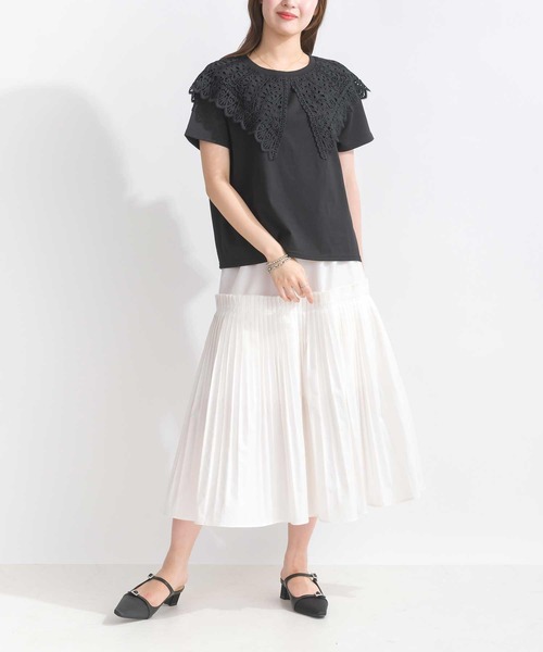PICCIN(ピッチン)の「【WEB限定】ビッグカラー天竺Tシャツ(Tシャツ/カットソー・レディース・オフホワイト/ブラック・M/L)」の7枚目の写真
