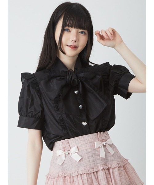 Ank Rouge（アンクルージュ）の「チュールフリルリボンタイブラウス（シャツ/ブラウス・レディース・ホワイト/ブラック/ブルー・M）」の6枚目の写真