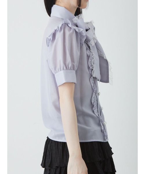 Ank Rouge（アンクルージュ）の「チュールフリルリボンタイブラウス（シャツ/ブラウス・レディース・ホワイト/ブラック/ブルー・M）」の11枚目の写真