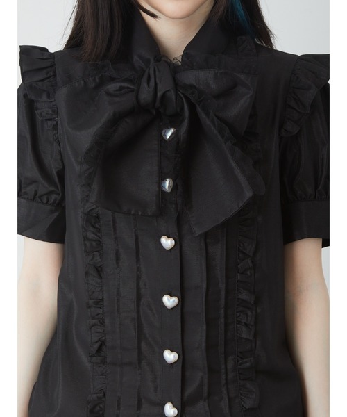 Ank Rouge（アンクルージュ）の「チュールフリルリボンタイブラウス（シャツ/ブラウス・レディース・ホワイト/ブラック/ブルー・M）」の13枚目の写真