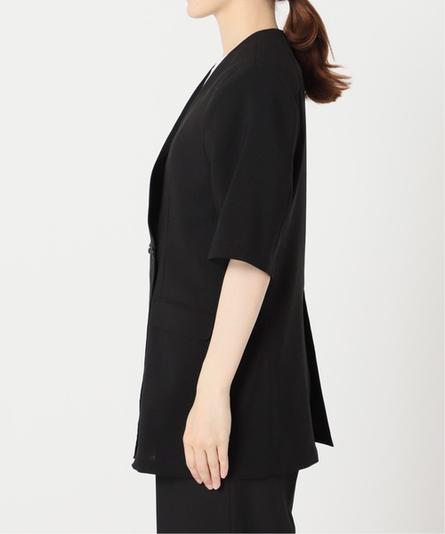 JOURNAL STANDARD（ジャーナルスタンダード）の「《追加3》アイアスストレッチハーフスリーブジャケット（ノーカラージャケット・レディース・ブラック/ベージュ・FREE）」の8枚目の写真