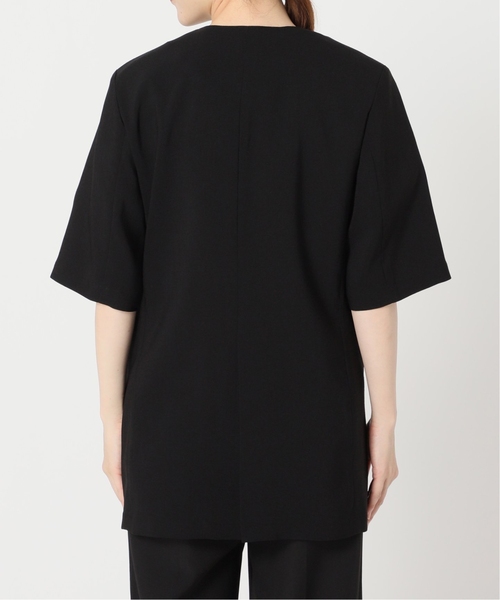 JOURNAL STANDARD（ジャーナルスタンダード）の「《追加3》アイアスストレッチハーフスリーブジャケット（ノーカラージャケット・レディース・ブラック/ベージュ・FREE）」の9枚目の写真