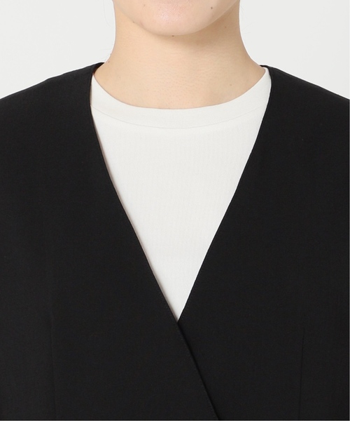 JOURNAL STANDARD（ジャーナルスタンダード）の「《追加3》アイアスストレッチハーフスリーブジャケット（ノーカラージャケット・レディース・ブラック/ベージュ・FREE）」の10枚目の写真