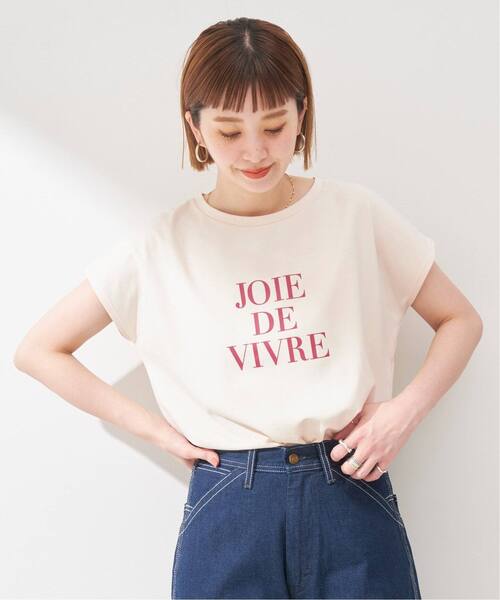B.C STOCK(ベーセーストック)の「《追加2》フレンチスリーブロゴTEE(Tシャツ/カットソー・レディース・ネイビー/アイボリー/ホワイト・FREE)」の6枚目の写真