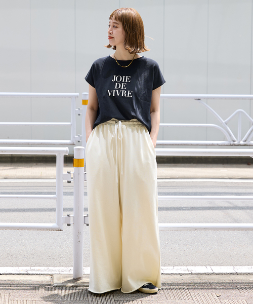 B.C STOCK(ベーセーストック)の「《追加2》フレンチスリーブロゴTEE(Tシャツ/カットソー・レディース・ネイビー/アイボリー/ホワイト・FREE)」の10枚目の写真