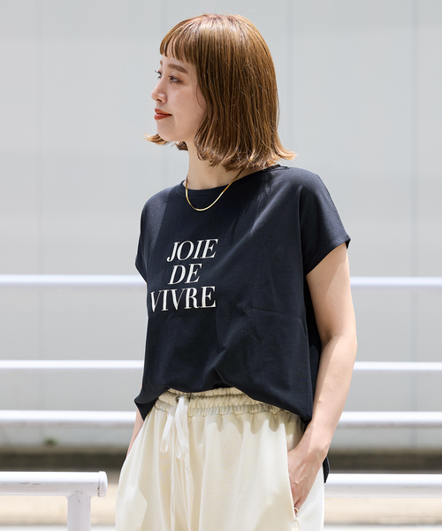 B.C STOCK(ベーセーストック)の「《追加2》フレンチスリーブロゴTEE(Tシャツ/カットソー・レディース・ネイビー/アイボリー/ホワイト・FREE)」の14枚目の写真