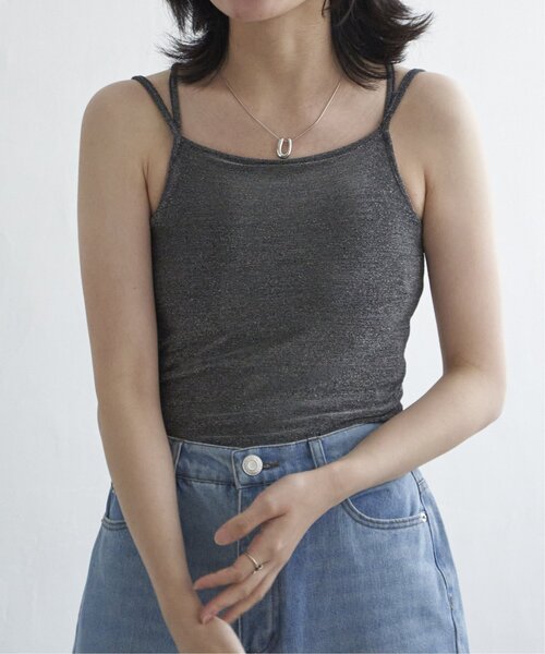 VENCEEXCHANGE（ヴァンスエクスチェンジ）の「ラメカットソーバッククロスキャミソール（キャミソール・レディース・ネイビー/グレー/シルバー/ブラック・FREE）」の12枚目の写真