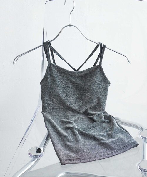 VENCEEXCHANGE（ヴァンスエクスチェンジ）の「ラメカットソーバッククロスキャミソール（キャミソール・レディース・ネイビー/グレー/シルバー/ブラック・FREE）」の14枚目の写真
