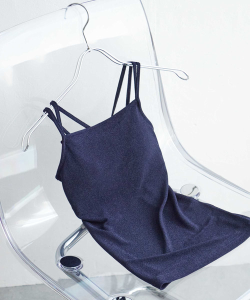 VENCEEXCHANGE（ヴァンスエクスチェンジ）の「ラメカットソーバッククロスキャミソール（キャミソール・レディース・ネイビー/グレー/シルバー/ブラック・FREE）」の3枚目の写真