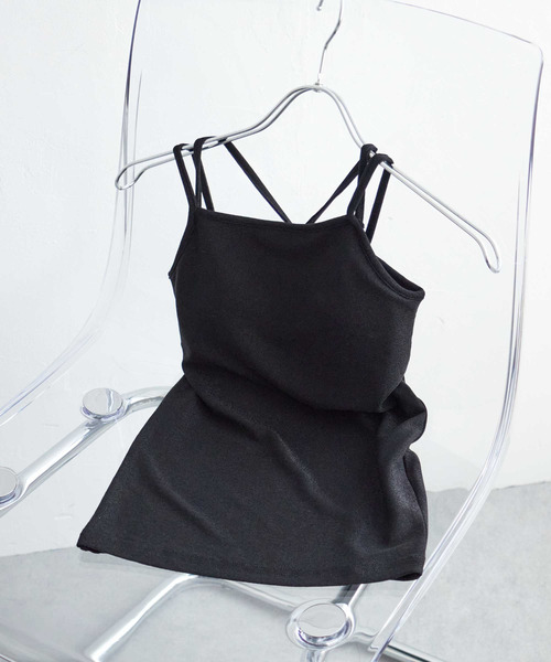 VENCEEXCHANGE（ヴァンスエクスチェンジ）の「ラメカットソーバッククロスキャミソール（キャミソール・レディース・ネイビー/グレー/シルバー/ブラック・FREE）」の2枚目の写真