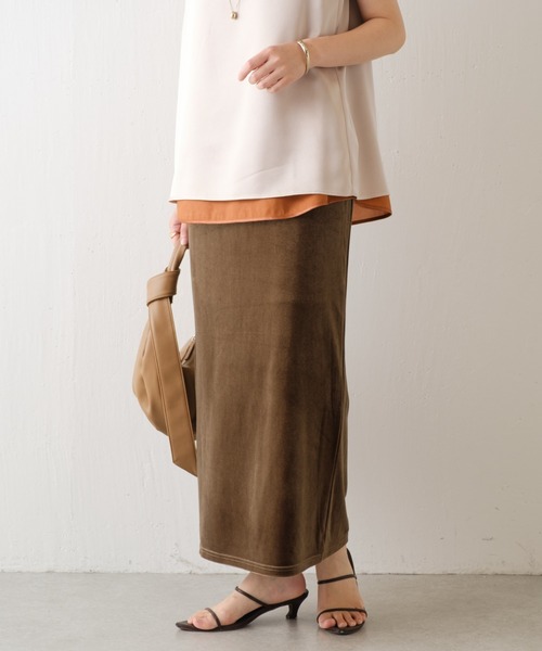 COLLAGE GALLARDAGALANTE（コラージュガリャルダガランテ）の「ベロアカットスカート（スカート・レディース・ブラウン/ブラック・FREE）」の3枚目の写真