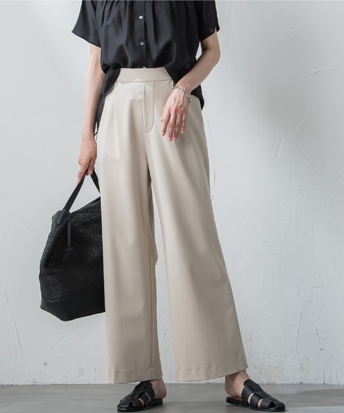 LAUTREAMONT(ロートレアモン)の「【WEB限定】UVカットストレッチパンツ≪セットアップ対応/洗濯機で洗える/吸水速乾≫(スラックス・レディース・カーキ/ブラウン/ネイビー/ベージュ・9号/11号)」の2枚目の写真