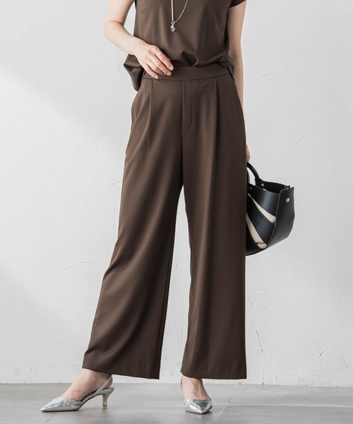 LAUTREAMONT(ロートレアモン)の「【WEB限定】UVカットストレッチパンツ≪セットアップ対応/洗濯機で洗える/吸水速乾≫(スラックス・レディース・カーキ/ブラウン/ネイビー/ベージュ・9号/11号)」の1枚目の写真