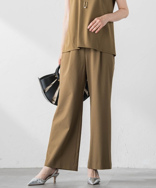 LAUTREAMONT(ロートレアモン)の「【WEB限定】UVカットストレッチパンツ≪セットアップ対応/洗濯機で洗える/吸水速乾≫(スラックス・レディース・カーキ/ブラウン/ネイビー/ベージュ・9号/11号)」の3枚目の写真