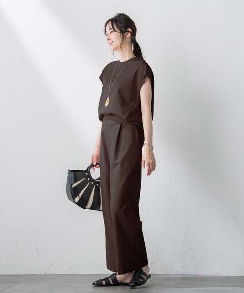 LAUTREAMONT(ロートレアモン)の「【WEB限定】UVカットストレッチパンツ≪セットアップ対応/洗濯機で洗える/吸水速乾≫(スラックス・レディース・カーキ/ブラウン/ネイビー/ベージュ・9号/11号)」の6枚目の写真