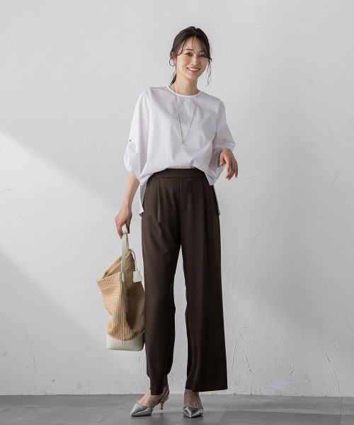 LAUTREAMONT(ロートレアモン)の「【WEB限定】UVカットストレッチパンツ≪セットアップ対応/洗濯機で洗える/吸水速乾≫(スラックス・レディース・カーキ/ブラウン/ネイビー/ベージュ・9号/11号)」の22枚目の写真